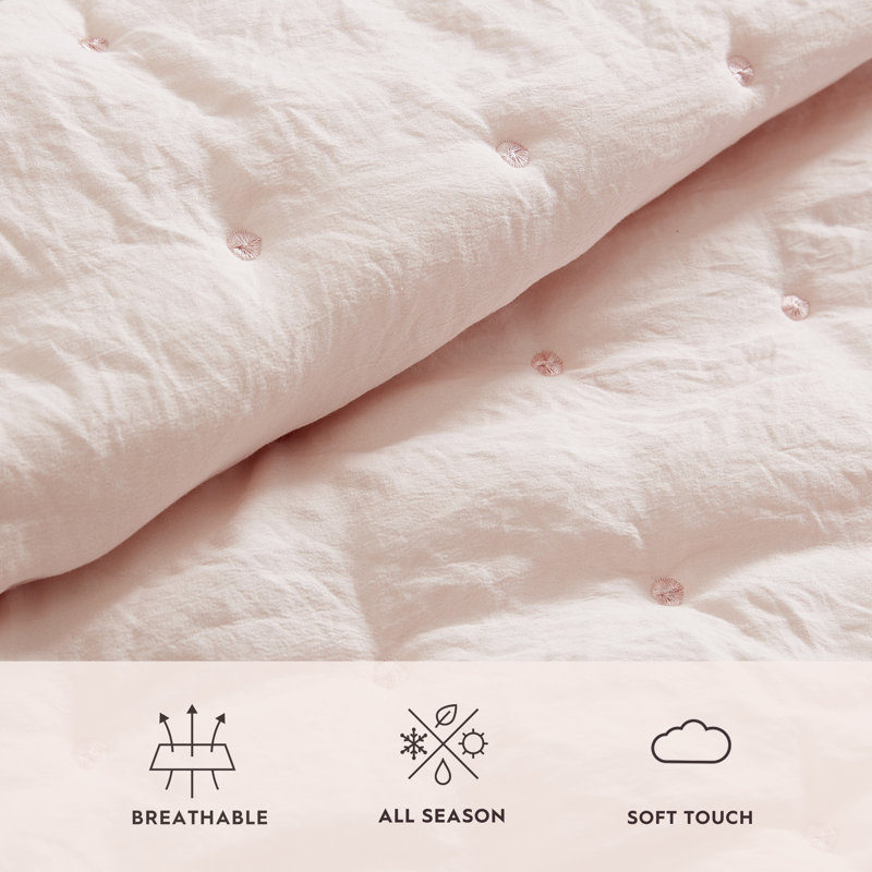 Laura Ashley Hailee Solid Pink Cozy Quilt Set & Reviews | Wayfair